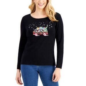 Karen Scott Cotton Graphic Top